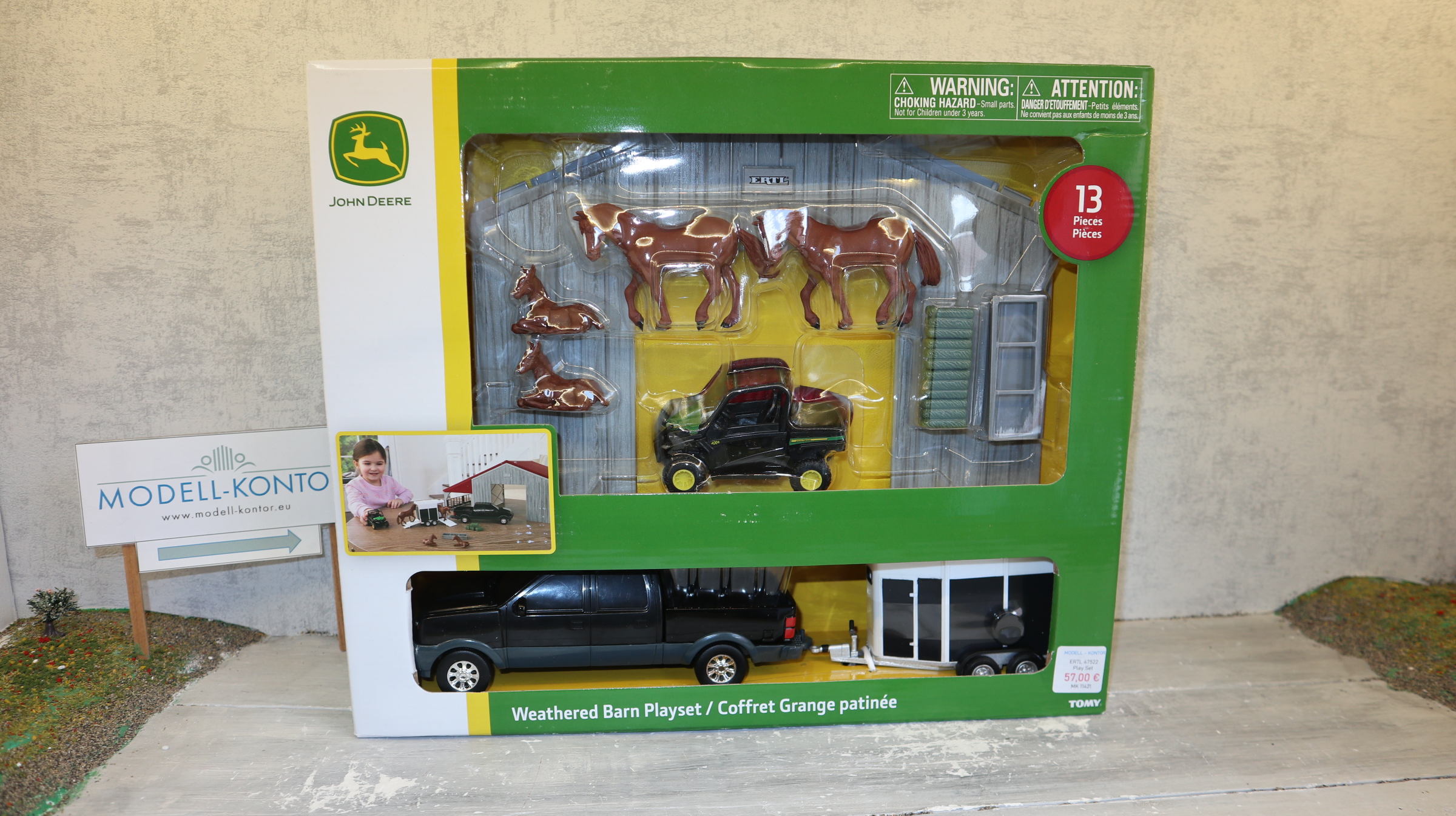 ERTL Britains 47522 in 1:32, Scheunen-Set mit Pick-Up und Tieren, USA-Modell, NEU in OVP