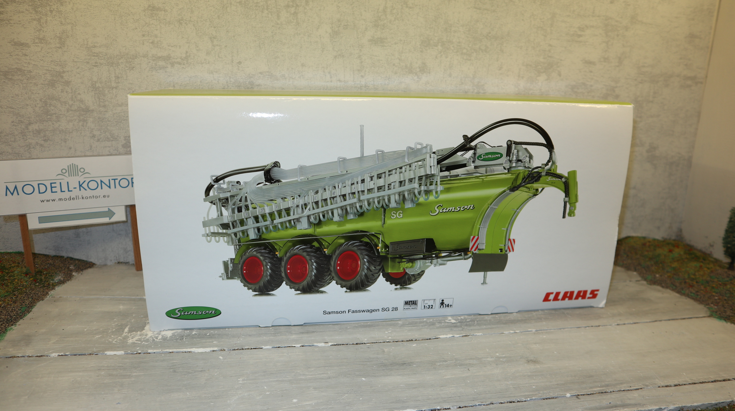 WIKING 01726910 in 1:32, Samson Fasswagen SH 28 in CLAAS-Farben , NEU in OVP
