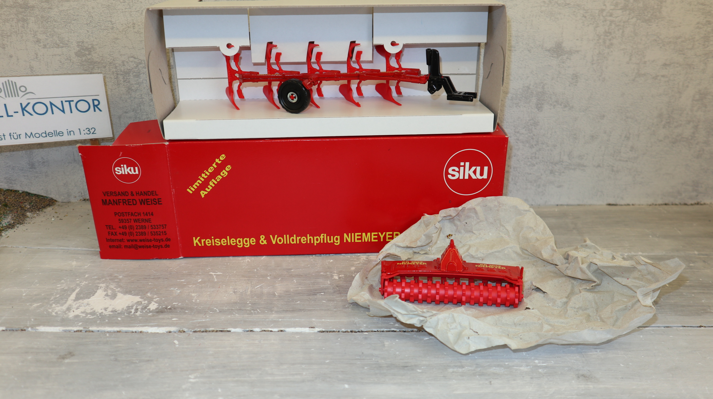 Siku 2051 + 1958 in 1:32,  Edition Niemeyer Kreiselegge und Volldrehpflug, NEU in OVP