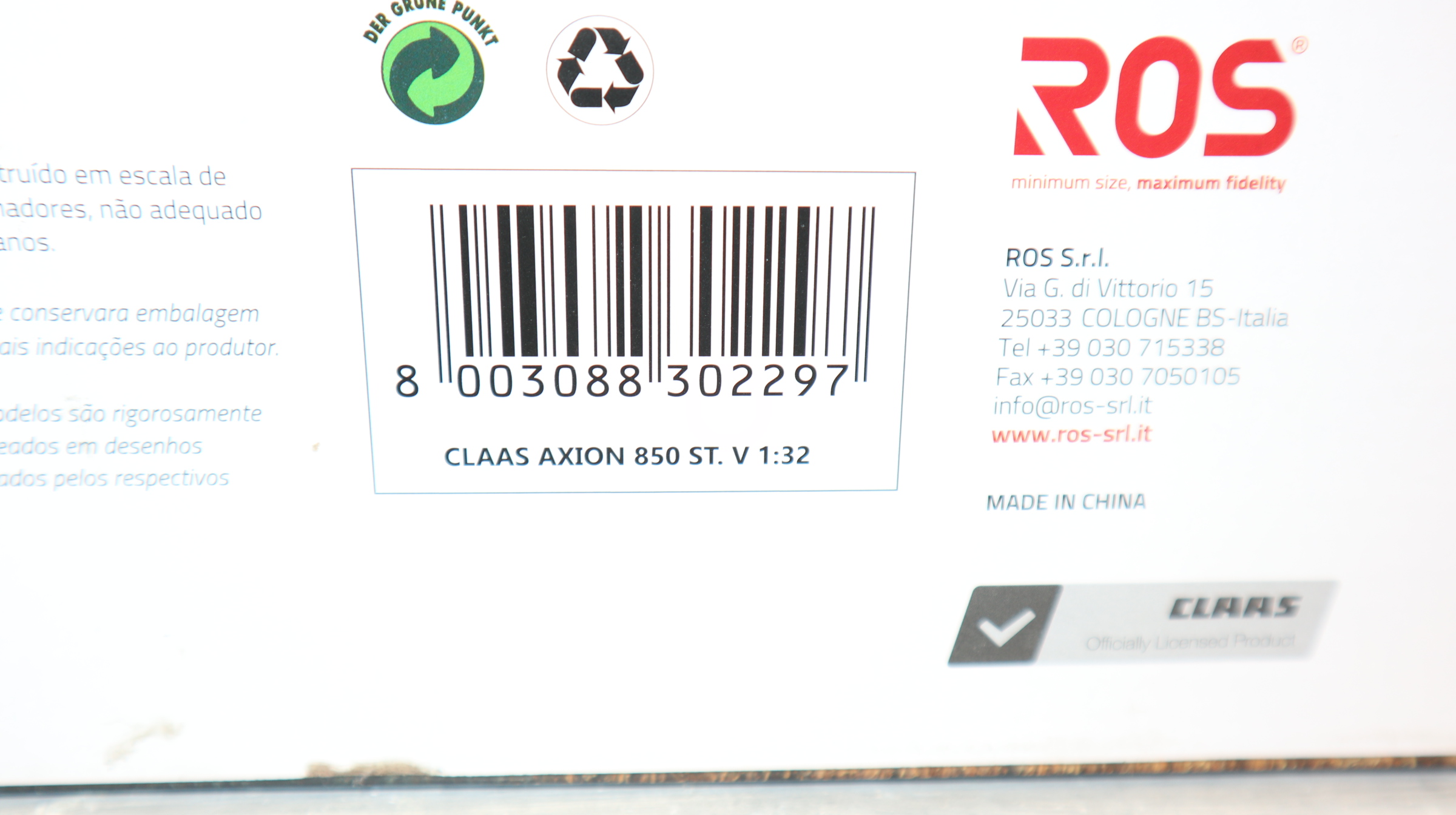 ROS 302297 in 1:32, Claas Axion 850 mit Trelleborg Reifen, NEU in OVP