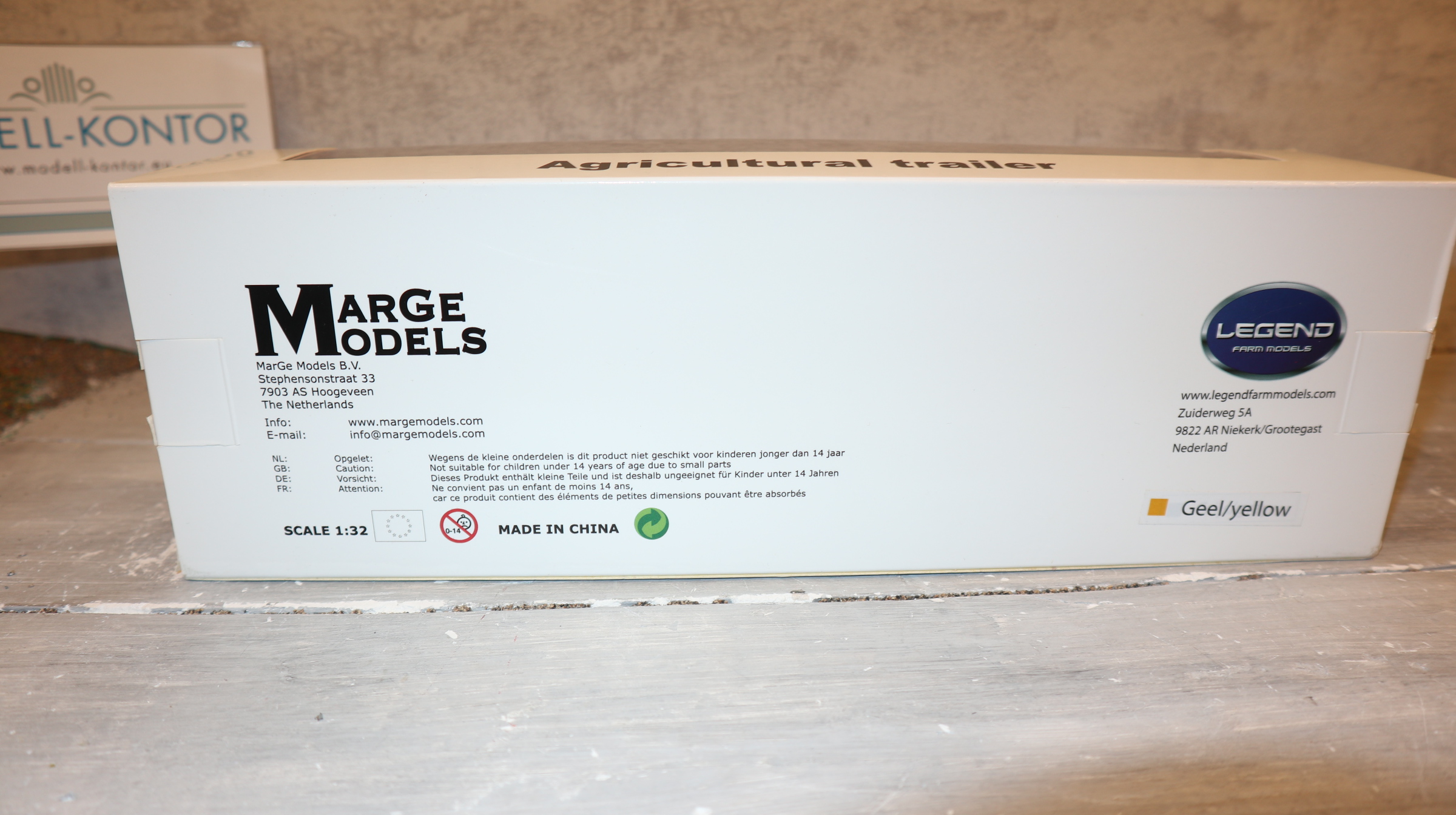 MarGe LEG 007 in 1:32, Agriculural Trailer in gelb, NEU in OVP