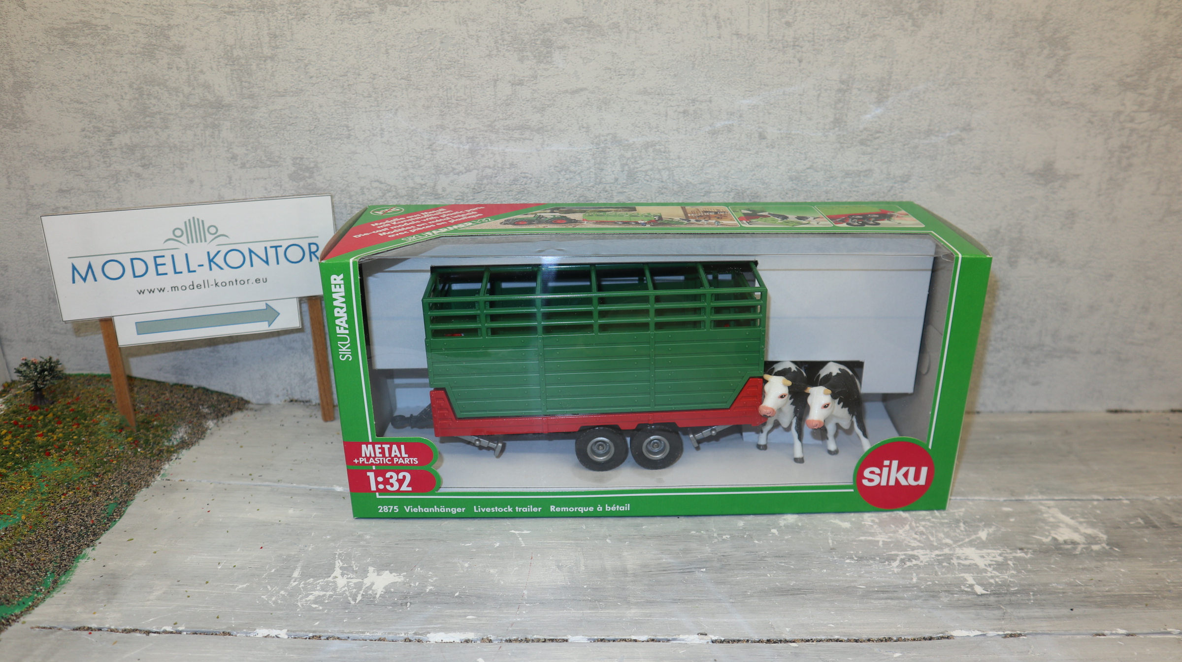 Siku 2875 in 1:32, Viehanhänger mit 2 Kühen, NEU in OVP